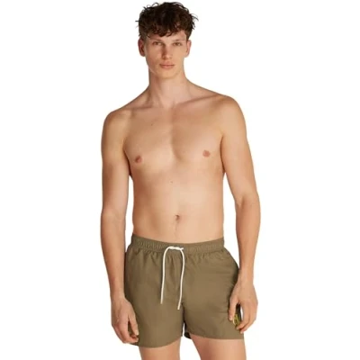 Abbildung von Calvin Klein Swimwear Medium Drawstring Badeshorts, Herren, Größe: Small, Dusky green