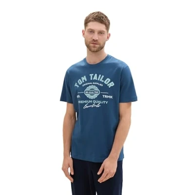 Abbildung von TOM Tailor MIT LOGO Tshirt print, Herren, Größe: Small, Nighttime blue