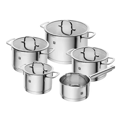 Abbildung von ZWILLING TrueFlow Kochtopfset, 5 teilig, Mit Ausgießfunktion, Induktionsgeeignet, Edelstahl, Silber, Tlg.