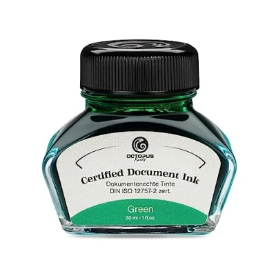 Abbildung von Octopus Fluids Document Ink green, dokumentenechte Tinte, zertifiziert nach DIN ISO 12757 2, grün, 30 ml