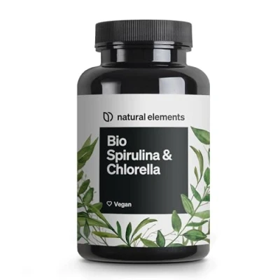 Abbildung von Bio Spirulina &amp; Chlorella Presslinge 500 Tabletten 100% Rein Natürlich Zertifiziert Bio, laborgeprüft, ohne Zusätze, vegan und in Deutschland produziert