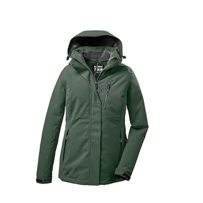 Abbildung von killtec Damen Kow 140 Wmn Jckt Funktionsjacke/Outdoorjacke Mit Abzippbarer Kapuze, Grün/grau, 44 EU