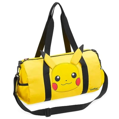 Abbildung von Pokemon Sporttasche Kinder Reisetasche Jungen Mädchen Sportbeutel Umhängetasche Schwimmtasche Jungs Pikachu (Gelb 3D Ohren)