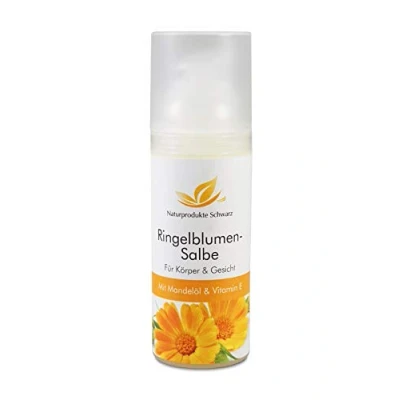 Abbildung von Naturprodukte Schwarz Ringelblumensalbe mit BIO Mandelöl, Hautschutzsalbe Ohne Mineralöle, 50ml