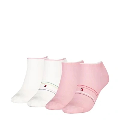 Abbildung von Tommy Hilfiger Women Sneaker Shine 4 PACK Socken, Damen, Größe: 39 42, Light pink / white