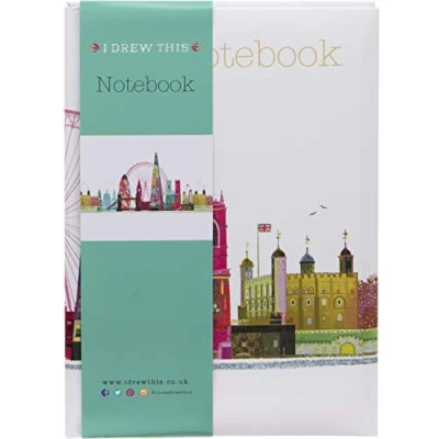 Abbildung von Maturi A5 Notizbuch mit gepolstertem Einband, London Skyline Design Goldfoliendetails und glänzender Oberfläche, mehrfarbig