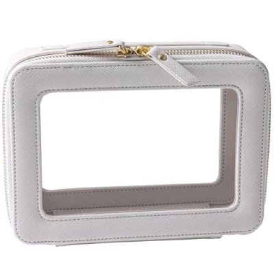 Abbildung von SANHECUN Kulturbeutel wasserdichter Kosmetik Organizer mit Aufhängehaken für Reisen, weiß, Carry on 8 inch,
