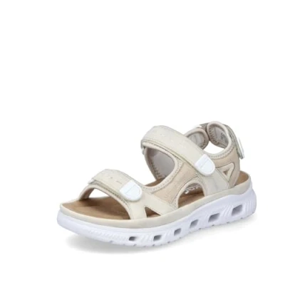 Abbildung von Rieker Damen Klassische Sandalen 64074, Frauen Sandalen,Sommerschuhe,Freizeitschuhe,offene Schuhe,Strandschuhe,beige (60),36 EU / 3.5 UK