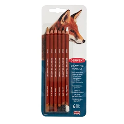Abbildung von Derwent 0700476 Malen Stift, 6 Stück, brauner ocker/sepia/blutrot/schokoladenbraun/elfenbein schwarz/gelb weiß