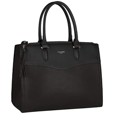 Abbildung von David Jones Damen Große Handtasche Frauen Henkeltasche PU Leder Tote Shopper Bag Elegante Schultertasche Umhängetasche Viele Fächer Taschen Arbeit City Mode Stilvoll Klassisch Schwarz