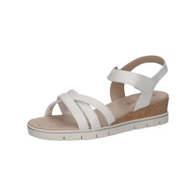 Abbildung von CAPRICE Damen Sandalen mit Absatz aus Leder Fußbett, Weiß (White Nappa), 42 EU