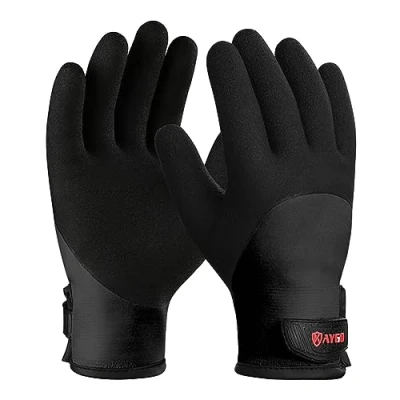 Abbildung von KAYGO Winter Arbeitshandschuhe Wasserdicht Kältebeständig, Doppel Gefüttert, Isolierte Thermo mit Latex Beschichtung, Ideal für Kühllager Arbeit (Schwarz, M, Gr 8)