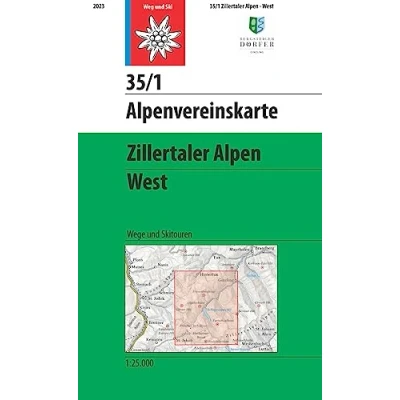 Abbildung von Zillertaler Alpen, West: Topographische Karte 1:25.000 mit Wegmarkierungen und Skirouten (Alpenvereinskarten)