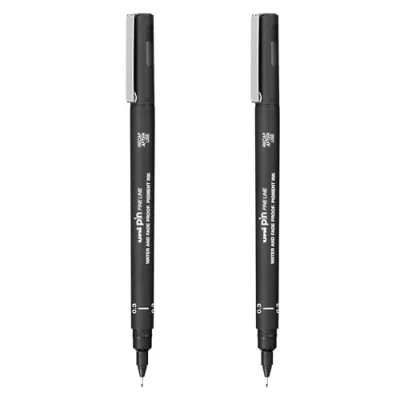 Abbildung von Uni Pin Fineliner Zeichenstifte, schwarze Tinte, 0,3 mm Spitze, 2 Stück