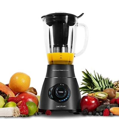 Abbildung von Cecotec Standmixer Power Black Titanium 2500MAX Smart. 2500 W maximale Leistung, hitzebeständiger Krug 1,8L, 3 Programme, 6 Klingen Messer, schwarze Titanbeschichtung, Smoothie Filter
