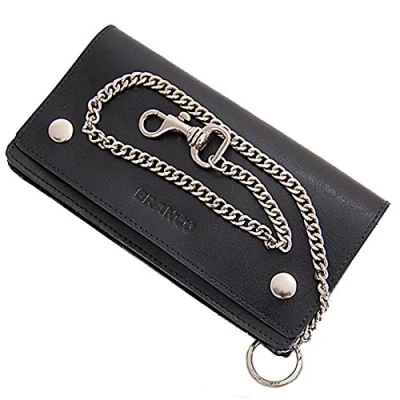 Abbildung von GoBago robuste Leder Kettenbörse Bikerbörse mit Kette Trucker Geldbeutel 17x9 cm