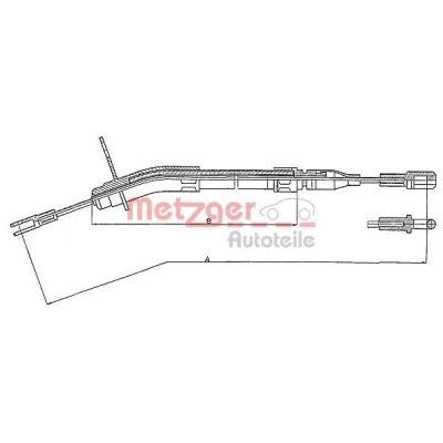 Abbildung von METZGER 10.935 Handbremsseil hinten links, rechts, links 1488/809 COFLE MERCEDES BENZ: /8 Saloon