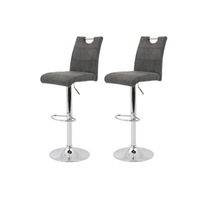 Abbildung von Apollo 2er Set Barhocker Bistrohocker Miranda, Kunstleder Cappuccino, Trompetenfuß mit Lift und 360 drehbar, Sitzhöhe 60 auf 82 cm