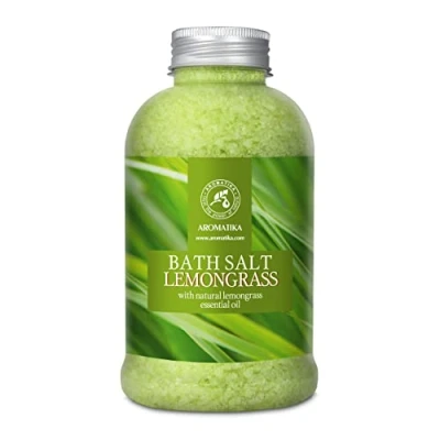 Abbildung von Badesalz Lemongrass 600g Meersalz mit Natürlich Ätherischen Zitronengrasöl Besten für Guten Schlaf Stressabbau Baden Körperpflege Wellness Schönheit Entspannung Aromatherapie