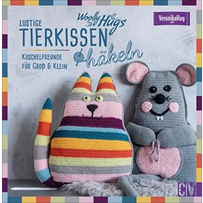 Abbildung von Woolly Hugs Lustige Tierkissen häkeln. Kuschelfreunde für Groß &amp; Klein. Veronika Hug präsentiert detaillierte Anleitungen zu süßen Häkel Tiermotiven.