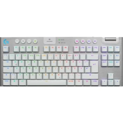 Abbildung von Logitech G G915 X LIGHTSPEED TKL flache kabellose Gaming Tastatur mit Double Shot PBT Tastenkappen, RGB Hintergrundbeleuchtung, braunen taktilen GL Switches für PC/Mac, DEU QWERTZ Layout Weiß