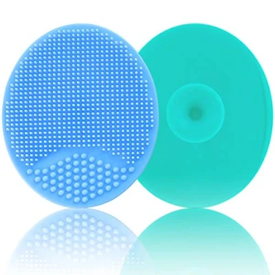 Abbildung von Baby Badebürste, Bürste, Silikon Massagebürste, Peeling Bürste Hautschrubber Essential für trockene Haut, Wiegenkappe und Ekzeme, 2 Stück (Blau &amp; Grün)