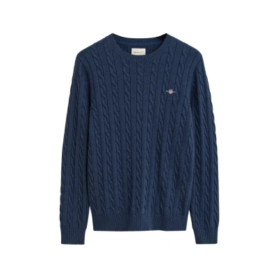 Abbildung von GANT Cable C NECK Strickpullover, Herren, Größe: XL, Dark jeansblue melange