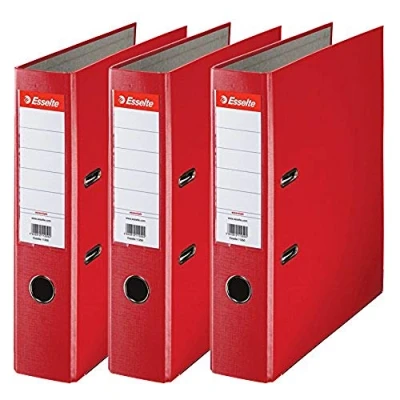 Abbildung von Esselte Ordner breit, DIN A4, 3er Pack, 7,5 cm Rückenbreite, Kunststoff Ordner, Rot, 624292