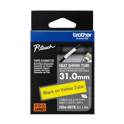 Abbildung von Original Brother Pro Tape HSe 661E Schrumpfschlauch schwarz auf gelb