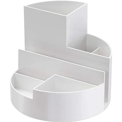 Abbildung von Maul Schreibtisch Organizer MAULrundbox Eco Ø14x12,5cm aus 85% recyceltem Kunststoff mit 6 Fächern Moderner Stiftehalter Stifte für Büro und Weiß