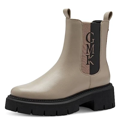 Abbildung von MARCO TOZZI by Guido Maria Kretschmer Damen Chelsea Boots aus Kunstleder Plateau, Braun (Taupe Comb), 37