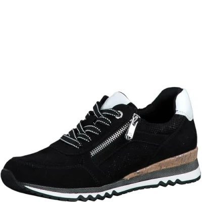 Abbildung von MARCO TOZZI Damen Sneaker flach mit Reißverschluss Vegan, Schwarz (Black/white), 36 EU