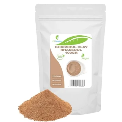Abbildung von Ghassoul (Rhassoul Ton) 100 g DIY Gesichtsmasken, Körpermasken, Haarmasken, sanfte Peelings und Scrubs, Seifenherstellung, Anti Aging Hautstraffung, natürlich frei von Chemikalien