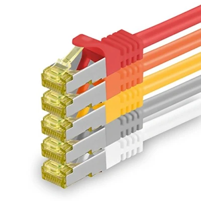 Abbildung von 1aTTack.de Cat.7 Netzwerkkabel 5m 5 Farben Stück Cat7 Ethernetkabel Netzwerk LAN Kabel Rohkabel 10 Gb s SFTP PIMF LSZH Set Patchkabel mit Rj 45 Stecker Cat.6a