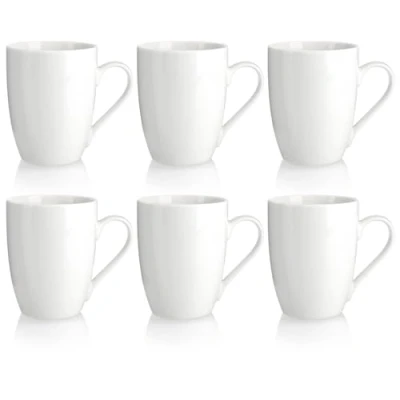 Abbildung von com four® 6x Kaffeetassen aus Keramik Kaffee Becher in modernem Design Kaffeepott für Kalt und Heißgetränke weiße Henkeltasse Trinkbecher 300 ml (06 Stück cremeweiß)