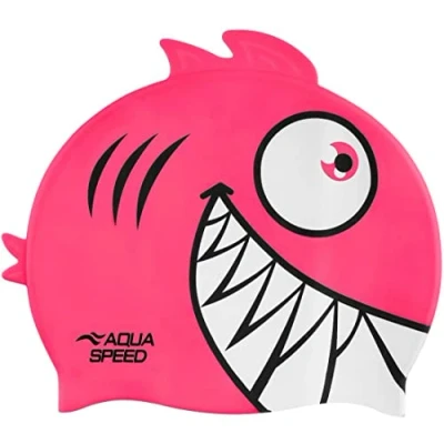 Abbildung von Aqua Speed Piranha Badekappe Kinder Lustige Schwimmkappe Bademütze Badehaube Schwimmmütze Sport Schwimmen Silikon, Farbe:Piranha 03