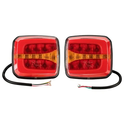 Abbildung von 3D Look LED Rückleuchten 12 24 Volt mit E4 Prüfzeichen 29 LEDs je Leuchte Rücklicht Beleuchtung 4 Funktion dynamischer Blinker Wasserdicht Abmessungen: 105 x 98 35 mm für Anhänger
