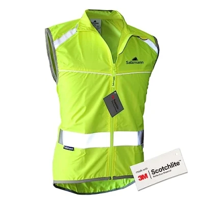 Abbildung von Salzmann 3M Reflektierende Fahrradweste mit luftdurchlässigen Mesh Einsätzen und Rückentasche Hergestellt Scotchlite, Gelb, XL