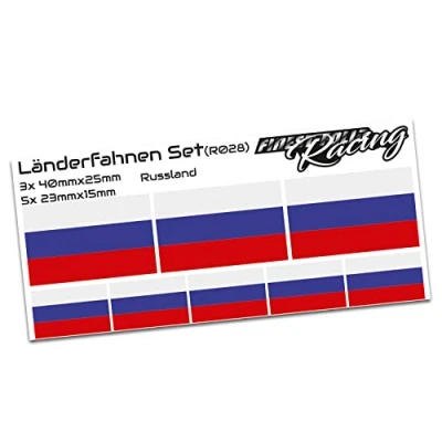 Abbildung von Finest Folia 8er Set Länderaufkleber Fahne Länderfahne Flagge Wetterfest RC Car Auto Motorrad Sticker Fahrrad Aufkleber Modellbau R028 (Russia)