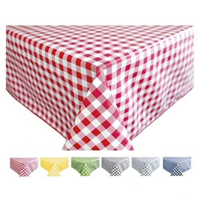 Abbildung von Wachstuch Tischdecke Abwaschbar Eckig 140 x 200 cm Kariert Karo Rot
