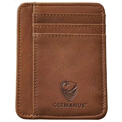 Abbildung von GERMANUS Kreditkartenetui Albrunus Made in EU Geldbörse Leder Etui für Kreditkarten und Visitenkarten (Hellbraun)
