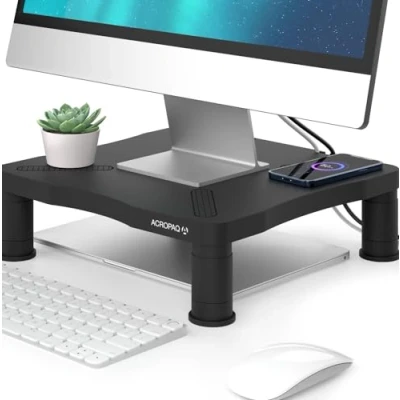 Abbildung von ACROPAQ Monitorständer Bildschirmerhöhung, Für Laptop und Bildschirme, Höhenverstellbar (3 Höhen) Schwarz