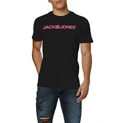 Abbildung von JACK &amp; JONES Herren JJECORP Logo Tee SS Crew Neck, Black/Sangria Sunset REG, XS