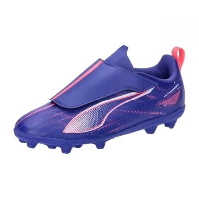 Abbildung von Puma Ultra 5 PLAY FG/AG JR Unisex Fußballschuh Nocken für Kinder, Größe: 28, Lapis lazuli/white/sunset glow Schuhe