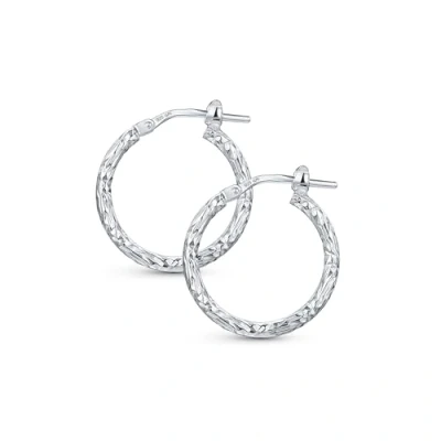 Abbildung von Amberta Italien Damen Silberne Creolen 925 Sterling Silber Gedreht Gedrehte Ohrringe 925: Mädchen