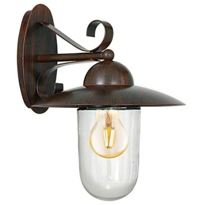Abbildung von EGLO Außen Wandlampe Milton, 1 flammige Außenleuchte, Wandleuchte aus verzinktem Stahl in Rostoptik und Glas, E27 Fassung, IP44