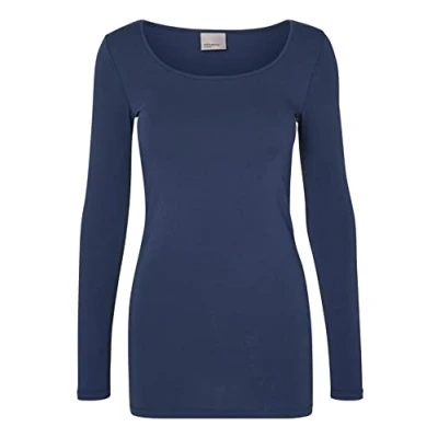 Abbildung von VERO MODA Damen Vmmaxi My Soft Long U neck Noos&#039; Langarmshirt, Blau (Black Iris), S EU