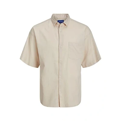 Abbildung von JACK &amp; JONES Men&#039;s JORFLORES Linen Shirt SS Hemd, Moonbeam, L