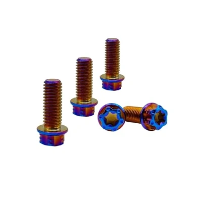Abbildung von RISON Titanium Titanschrauben M6x1.0x20mm, 5 Stück Flanschschraube Torx Kopf Flansch Schrauben Sechskantschrauben Gewindeschrauben GR5 Titanbolzen Befestigungen für Motorräder Fahrrad Auto