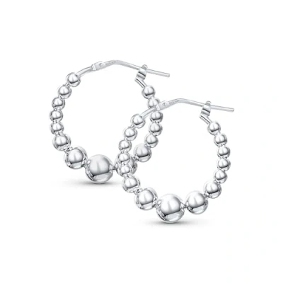 Abbildung von Amberta Italien Damen Silberne Creolen 925 Sterling Silber Gedreht Gedrehte Ohrringe 925: Kugeln